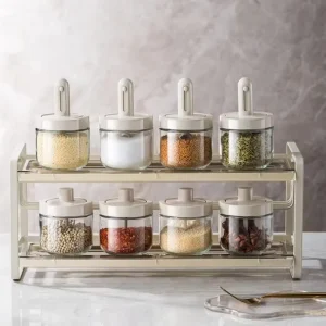 Kitchen Storage Container Spice Seasoning Bottle Glass Seasoning Salt Sugar Sealed Jars With Brush and Spoon Oil Pot Seasoning
