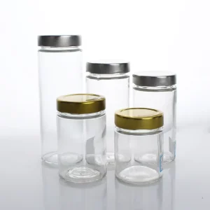 Kitchen Storage Glass Jars 100ml 150ml 200ml 250ml 300ml for Jam and Honey with Gold Lid