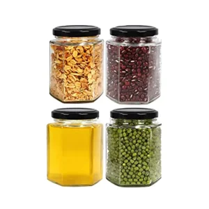 Kitchen Use 100ml 200ml Food Storage Honey Jam Sauce Glass Jars With Metal Lid