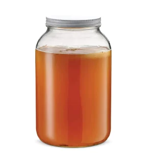Kitchen Use Eco Friendly 1000ml 1L Large Clear Glass Food Storage Jar With Metal Caps