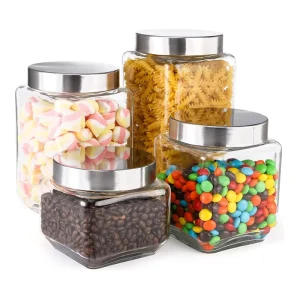 Kitchen Use Eco Friendly Empty Square Food Spice Honey Jam Pickel Glass Jars