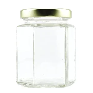 Kitchen Use Hexagon Glass Food Storage Jar Eco Friendly Clear With Metal Caps Price
