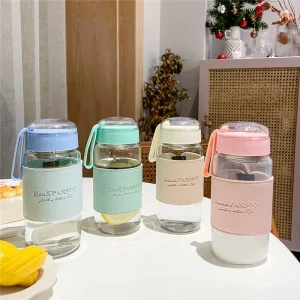 Korean-Style Large-Capacity Portable Transparent Glass Teacup