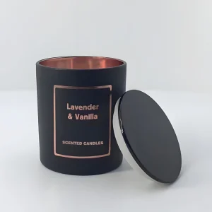 LA07P 10 oz Electroplated Glass Scented Candle Jars with Wood Wicks and Metal Lid