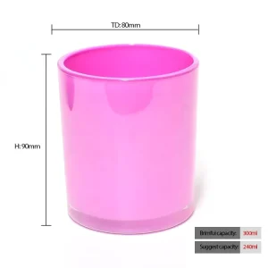 LANGXU Glossy Colorful pink Yellow Green Black White Empty Cylinder Glass Candle Jar Candle Vessel Holders
