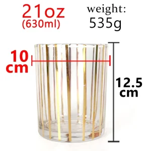 LANGXU Gold Line Design Minimalist Frosted Glass Candle Cup 8oz 10oz with Cork Lid Sustainable Packaging for Natural Wax