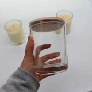 LANGXU Wooden Lid Bamboo Lids Empty Glass Package Candle Jars Candle Holder Container for Candles