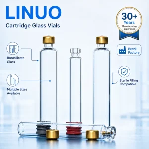 LINUO 3ml Glass Cartridge Sterile RTU Borosilicate USP Type I Pharmaceutical Grade ISO Certified Dental Cartridge 3ml Cartridge