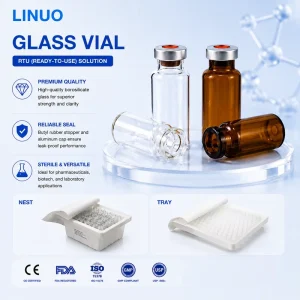 LINUO Antibiotic Glass Vial 2ml 3ml 5ml 10ml 15ml Bottle Vial Clear Amber Glass Vial for Pharmaceutical Packaging