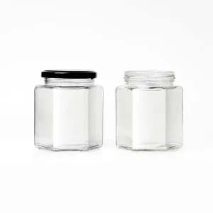 Labels Sticker Glass Jam Jar Pickle Nut 45ml 60ml 90ml Hexagon Glass Bottle for Honey Jam Olive Fruit