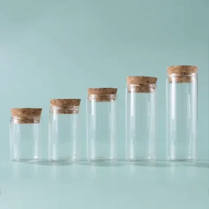 LanJing Transparent Glass Container with Cork for Packaging Cookies Tea Coffee Spices Sugar Snacks Candies Chocolate Food