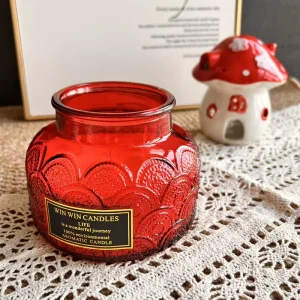 Large 3-Wick Lavender Scented Candle with Flower Bouquet Design