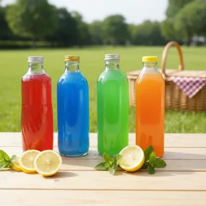 Large Capacity Food Safe 1000ml Glass Bottle with Screw Cap Clear Custom Color and Logo Perfect for Juice Beverage