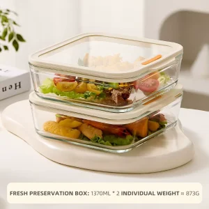 Large Capacity High Borosilicate Glass Meal Prep Containers with Tempered Lids Microwave Safe Food Storage Bento Boxes