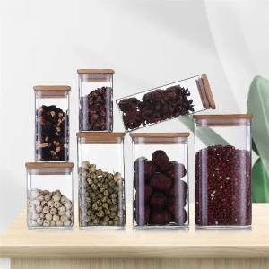Large Capacity Household Kitchen Food Glass Storage Tank Square High Airtight Borosilicate Glass Sealed Tank