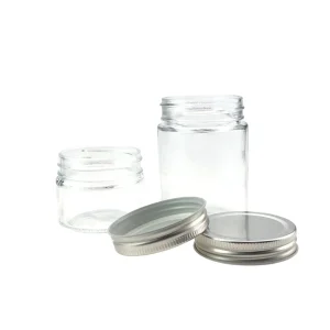Large Capacity Multifunctional Round Transparent Glass Jar Containers with Metal Lid Wide Mouth