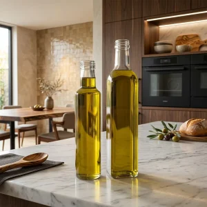 Large Capacity Thickened Olive Oil Glass Bottle with Pourer Spout for Soy Sauce and Condiments
