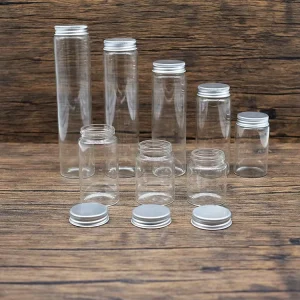 Large Clear Glass Vial with Screw Aluminum Cap for Candy Tea Saffron