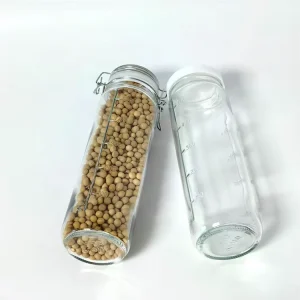 Large Cylindrical Clear Glass Storage Jar for Candy and Sugar with Airtight Locked Glass Lid