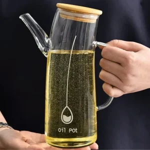 Large Leak-Proof Glass Oil Pot for Kitchen Seasoning Soy Sauce and Vinegar Storage