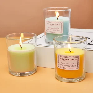 Large Modern Colored Glass Cup Scented Candles for Father’s Day Diwali Eco-Friendly Smokeless