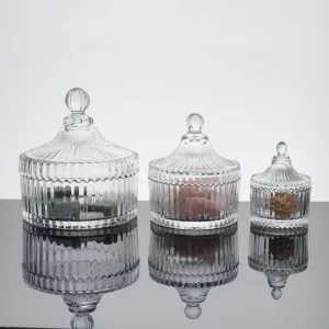 Large Refillable Glass Jar with Crystal Lid for Candy and Candle Storage