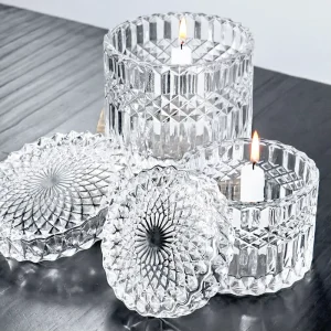 Latest Glass Candle Holder Jar with Lid Heat Resistant Large Tealight Cup Wedding Decor Windproof Glass Candlestick