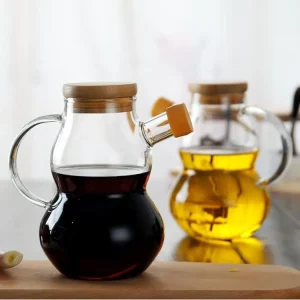 Lead-Free Borosilicate Gourd-Shaped Glass Olive Oil Bottle for Kitchen