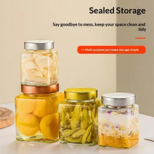 Lead-Free PFAS-Free Glass Canning Jars with Metal Lids for Preserves, Spices, and Homemade Goods