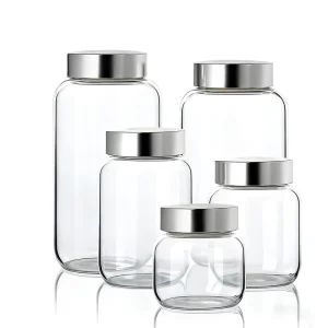 Lead free High Borosilicate Airtight Glass Storage Containers Food grade Kitchen Glass Packaging 150ml 250ml Honey Jar