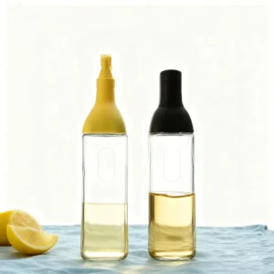 Leak-Proof Glass Oil and Vinegar Condiment Bottle Set for Kitchen