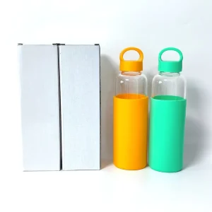 Leak-Proof Glass Water Travel Bottle with Silicone Sleeve for Outdoor Drinking