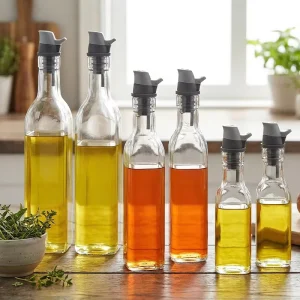 Leak-Proof Moisture-Proof Food Grade Square Design Glass Oil Dispenser Bottle Silicone Lid for Kitchen