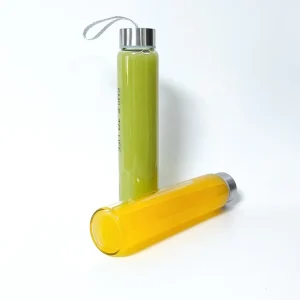 Leak-Proof Reusable 10oz Clear Thick Glass Juice Bottle for Beverages and Smoothies