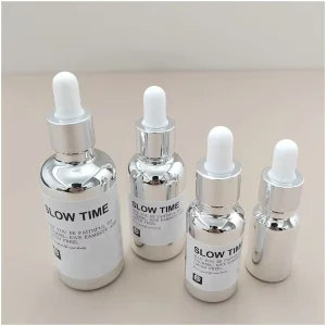 Lightproof Glass Refill Bottle Electroplated Silver Cosmetic Essence Hydrosol Essential Oil Dropper Empty Bottle