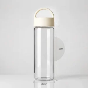 Lightweight Carry on Glass Bottle with Airtight Lid BPA Free Clear Drinking Vessel for School Commute & Outdoor Use