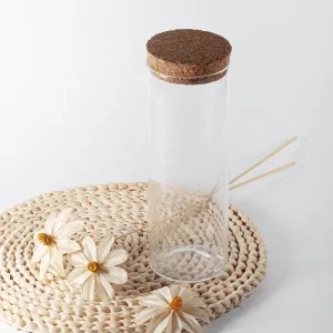 Logo Kitchen Airtight Glass Canisters Clear Glass Match Jar Candle Glass Storage Jar Bottle With Cork Lid