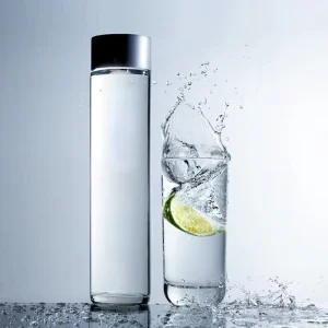 Logo Promotional Personal Flint Clear Glass Jar Frosted Printing Stocked Milk Empty 300ml 350ml 400ml Voss Glass Water Bottle