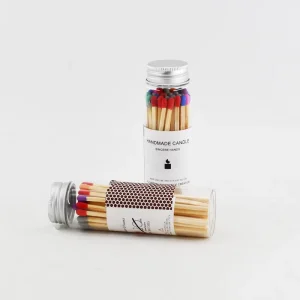 Long Incense Candle Colored Matches in Glass Jar Match Box