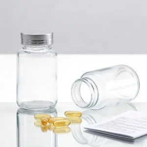 Low MOQ 100ml 120ml 150ml Pharmaceutical Packaging Empty Clear Amber Wide Mouth Glass Tablet Capsule Pill Bottle
