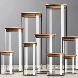 Low Price Glass Food Jars Eco Friendly Bamboo Cover 3.8L Capacity Minimalist Design Home Kitchen Storage Factory