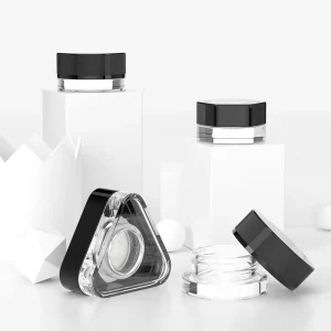 Low Profile Clear Round Glass Concentrate Containers 3.5ml 7g with Child-Resistant Lids