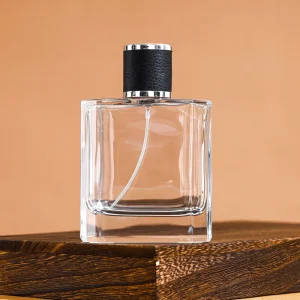 Luxurious Square Glass Perfume Bottles 50ml & 100ml Refillable Empty Bottles with Custom Logo Acid Etch Engraving Pump Sprayer