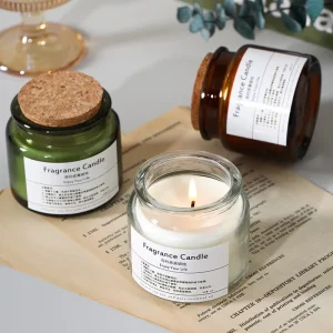Luxury 100ml/120ml Clear Green with Cork Lid Hot Stamping Surface MOQ 100pcs Glass Jar