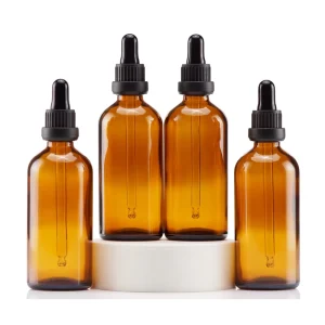 Luxury 100ml Amber Glass Essential Oil Bottle with Tamper Evident Dropper Pipette for Cosmetic Hair Face Serum