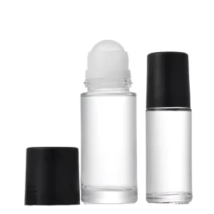 Luxury 100pcs Glass Roller Bottles 30ml 50ml 1oz Clear Amber Brown Roll for Essential Oil Deodorant Skin Care Serum