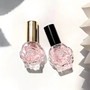 Luxury 10ml Refillable Rose Shape Perfume Spray Bottle Empty Clear Glass Women Travel Mini Atomizer Fancy Cosmetic Packaging