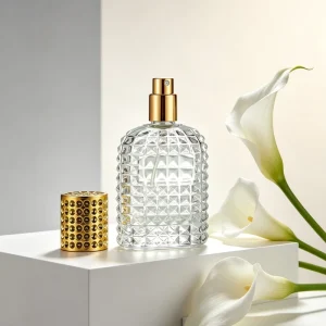 Luxury 30ml 50ml 100ml Air Tight Rivet Shaped Glass Perfume Pump Sprayer Silk Screen Printed Empty Packaging Containers for Hair