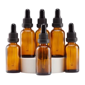 Luxury 30ml Amber Glass Serum Bottle With Dropper Pipette for Pure Essential Oil Cosmetic Liquid Container