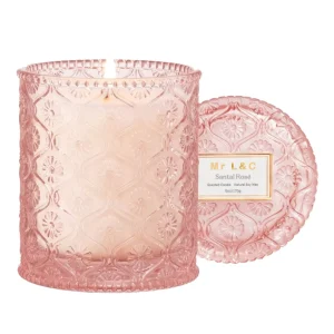 Luxury 500ml Colorful Cut Glass Candle Jars Embossed Frosted Soy Wax Containers with Scented for Christmas and Easter